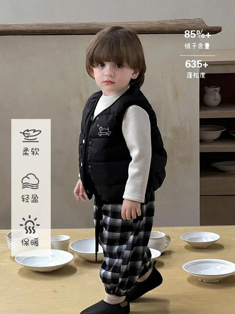 

Baby Down Vest Lightweight Cartoon Vest for Boys, Autumn and Winter Versatile Down Jacket for Boys aClass