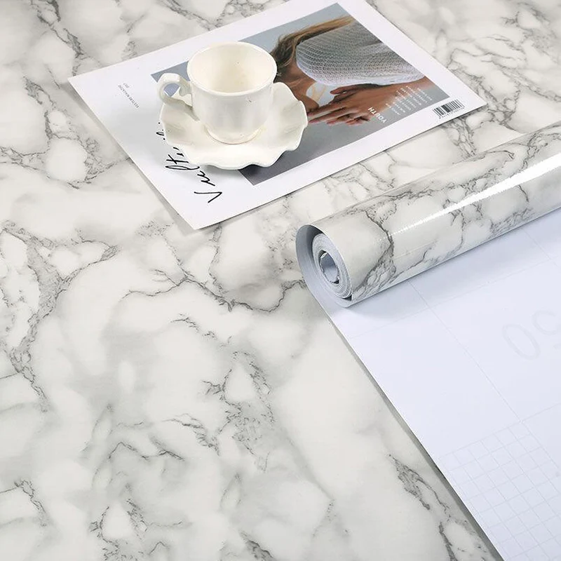 40cm Marble Vinyl Waterproof Wallpaper for Bathroom Table Kitchen Ambry Countertop Self Adhesive Sticker for Furniture Decor PVC