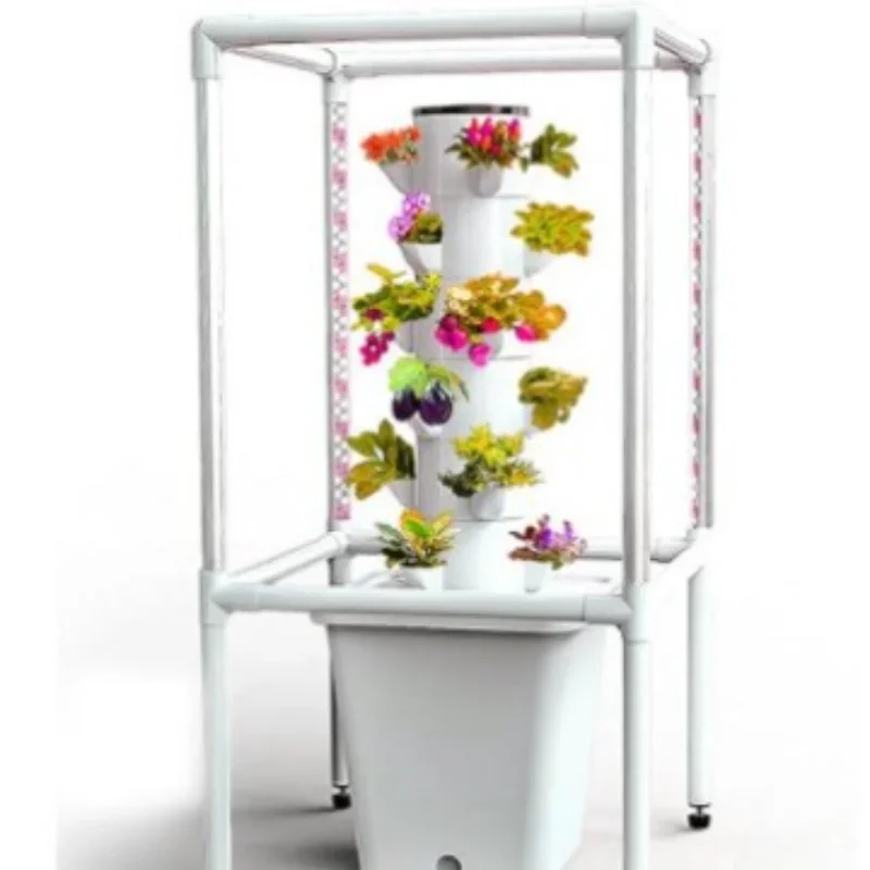 Hydroponic column tower Soilless cultivation Vegetable growing machine with plant lamp