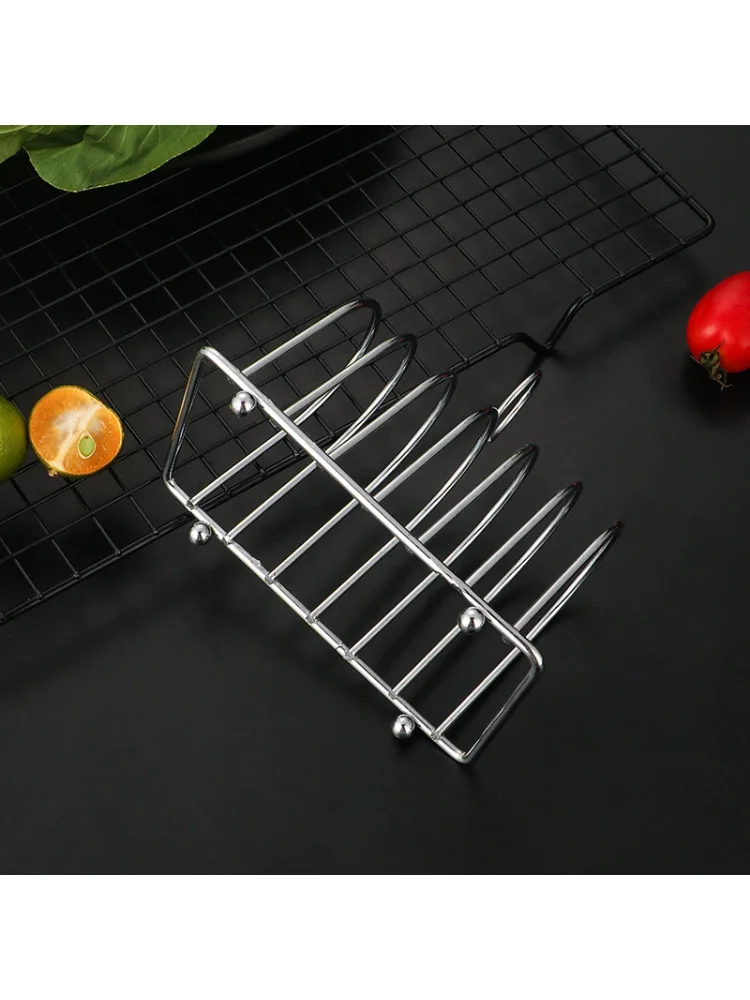 Stainless Steel Toast Bread Rack Restaurant Home Bread Holder 6 Slices Food Display Tool For Restaurant Kitchen Accessories