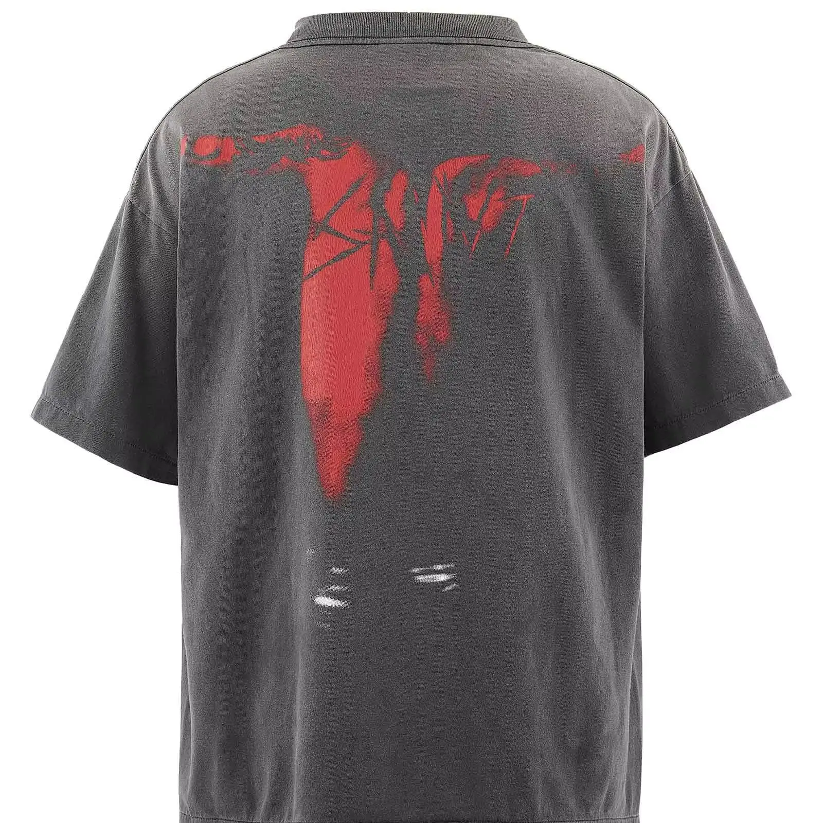 Saint Michael Bat Skull Print Short-Sleeved Casual Street Style T-Shirt for Men and Women