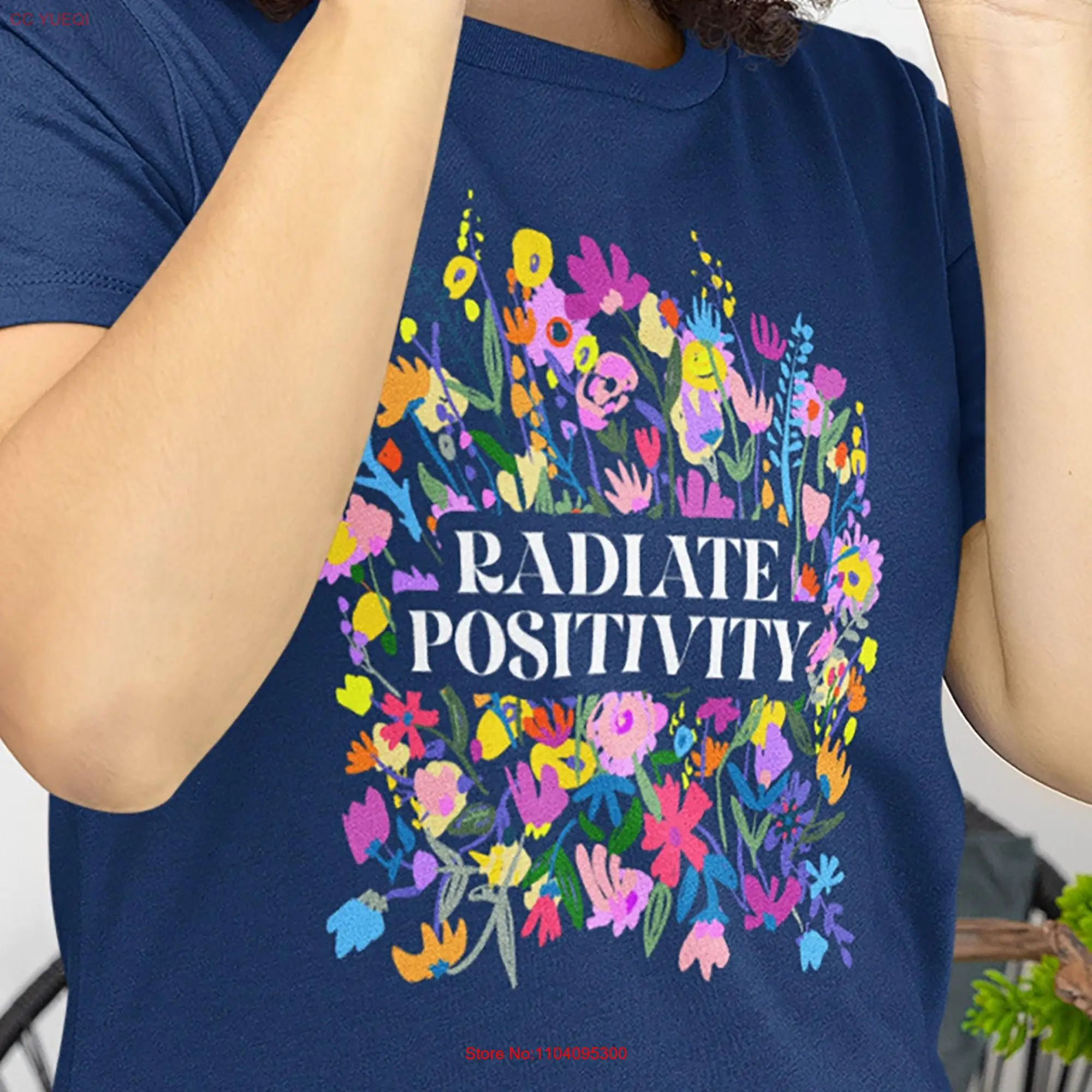 Radiate Positivity t shirt Womens fashion tee positive message colorful florals teachers nurses long or short sleeves