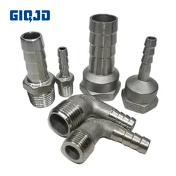 1PCS 304 Stainless Steel 1/8 1/4 3/8 1/2 3/4 1 BSP Male/Female/Elbow x 6/8/10/12/13/15/16/19/20/25/32mm Hosetail Barb Connector