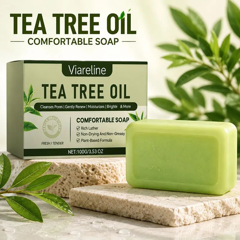 Soap Bar For Face & Body Wash Tea Tree Oil Soap Cleaning Gentle Exfoliating Relieve Itch Moisturizing Dry Skin Handmade Soap