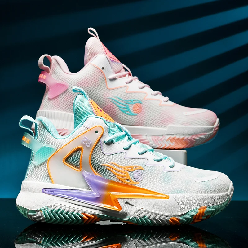 Indoor Court Dedicated Basketball Sneakers High Elastic Cushioning Reinforced Heel Support Wear Resistant Stable Grip For Long