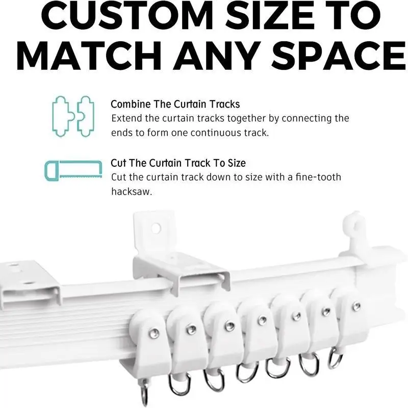 5M Flexible Curtain Track With Smooth Gliding Pulleys And Complete Mounting Kit Perfect For Bedroom Living Room Bay Window
