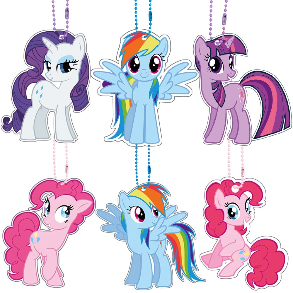 Anime Cartoon My Little Pony Twilight Sparkle Pinkie Pie Rainbow Dash Rarity Acrylic Pendant Keychain Decoration Gift