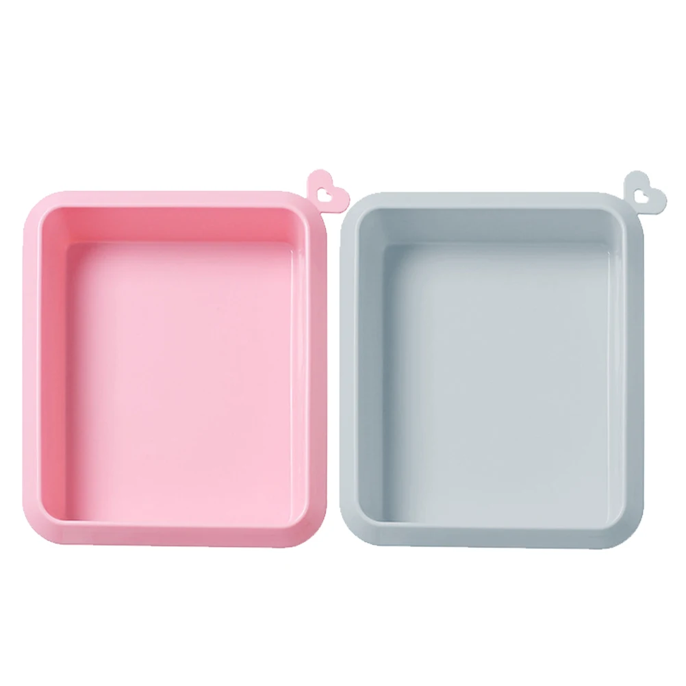 

2pcs Nonstick Square Cake Pan Mold Silicone Baking Pans Tins for Mousse Cakes Easy Demould Heat Resistant Safe Use