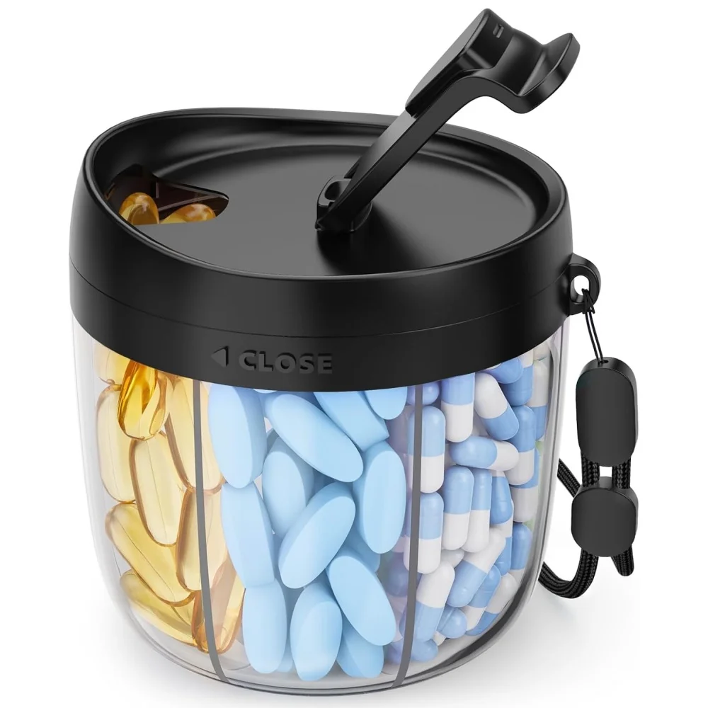 Cute Pill Dispenser 7 Large Compartments Portable Pill Bottle Organizer Wide Opening Pill Box Easy Use Anti-Mix Pill Storage Box