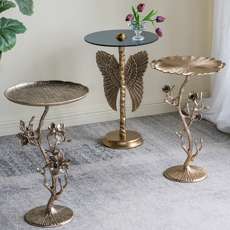 

Living room sofa coffee table corner shelf bedroom bedside retro coffee table balcony small round table movable