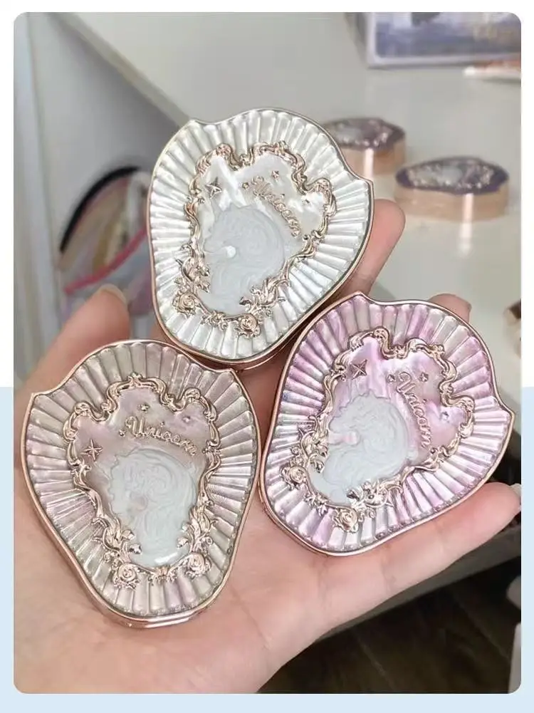 Flower Knows Unicorn Strawberry Rococo Embossed Blush And Contour Palette Multi-Use Cream Highlighter for Makeup