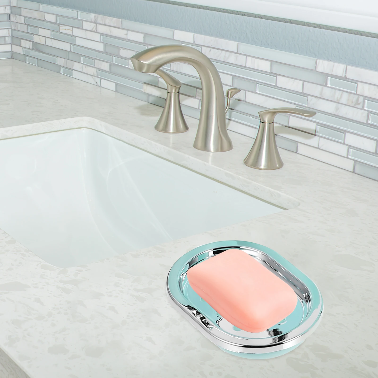 

6Pcs Plastic Bathroom Accessory Set Stylish Bathroom Organizer Lotion Dispenser Toothbrush Holder Soap Dish Toilet Brush Trash