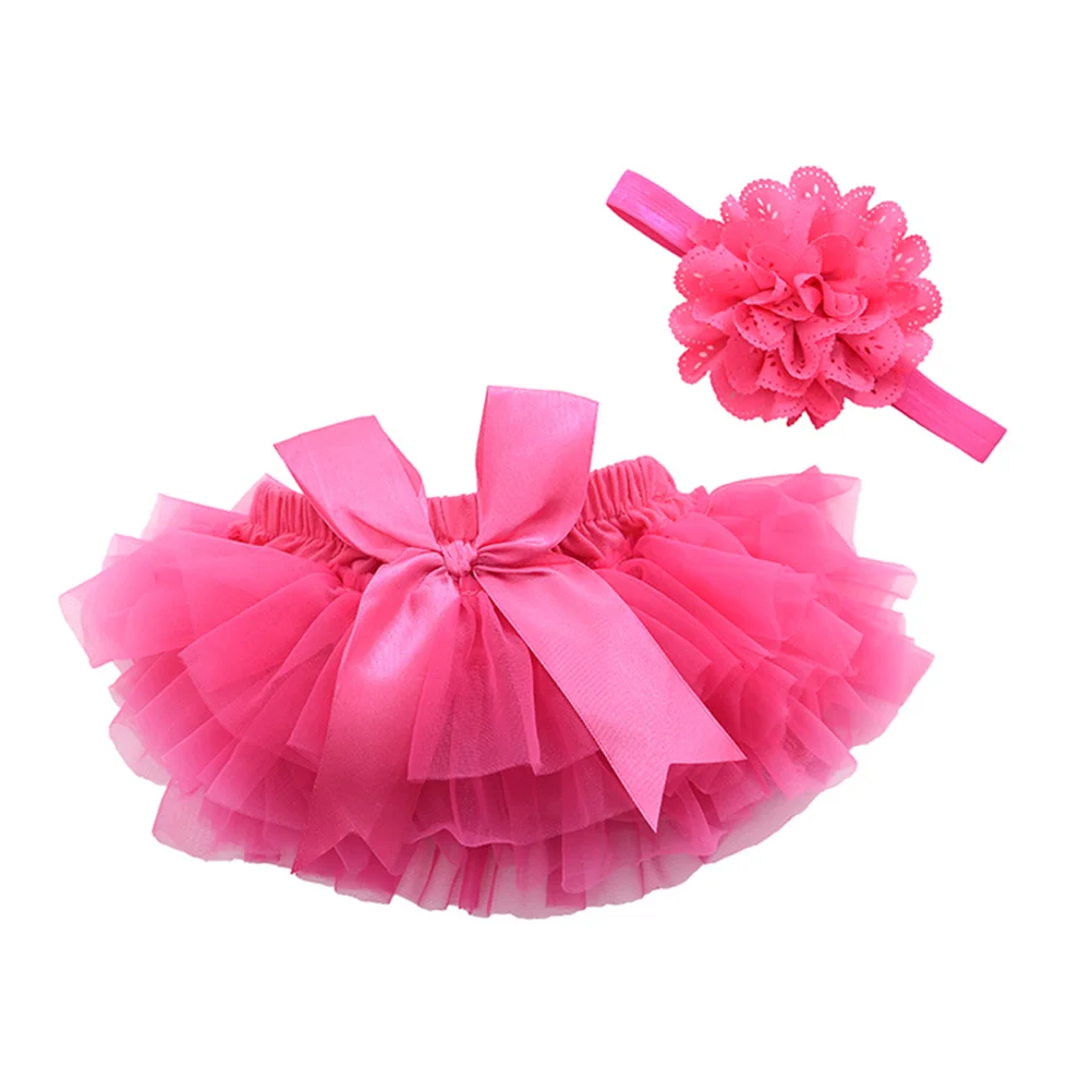 1개 튜튜 스커트 꽃 머리띠 아기 소녀 사진 촬영 소품 신생아 생일 드레스 헤드웨어 사이즈 L 로즈색 아름답고 내구성 있음