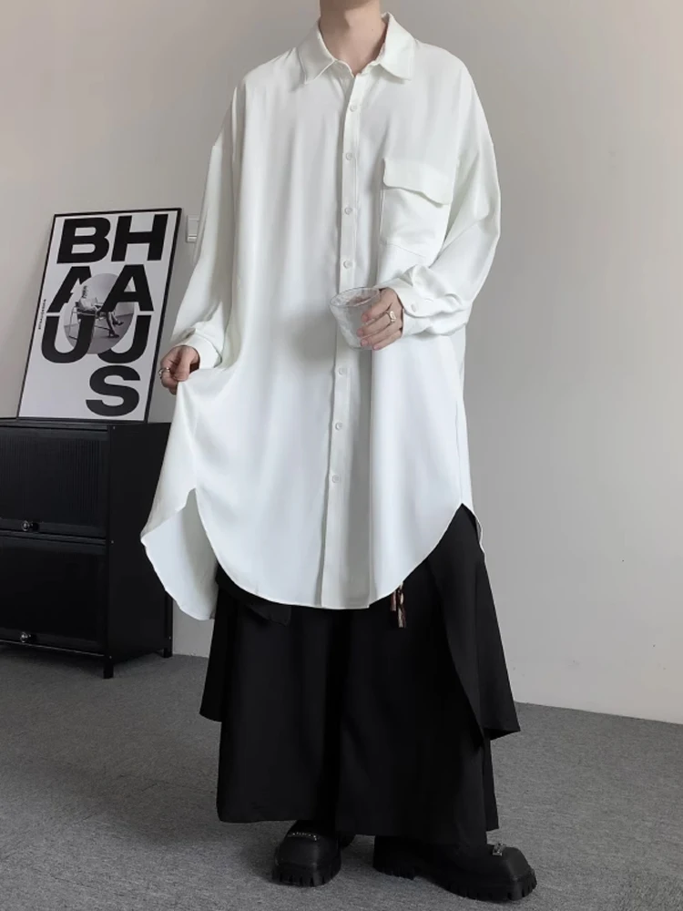 

Loose Men's Ice Silk irt Lazy Sle Long Sve Pure Color Spring Faion Casual Wear All Seasons Big Size Polyester Fiber