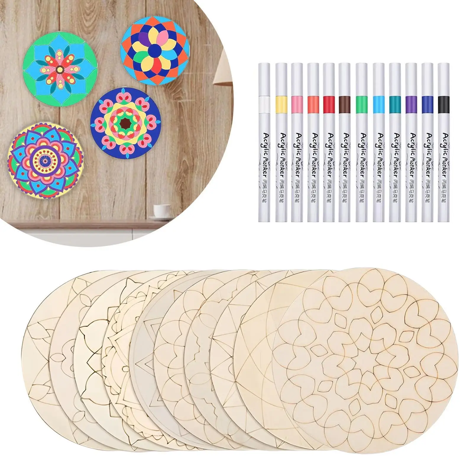 

10Pcs Unfinished Wood Cutouts Wooden Gift Tags Embellishments Unfinished Blank Wood Pieces for Drawing DIY Craft Art Project