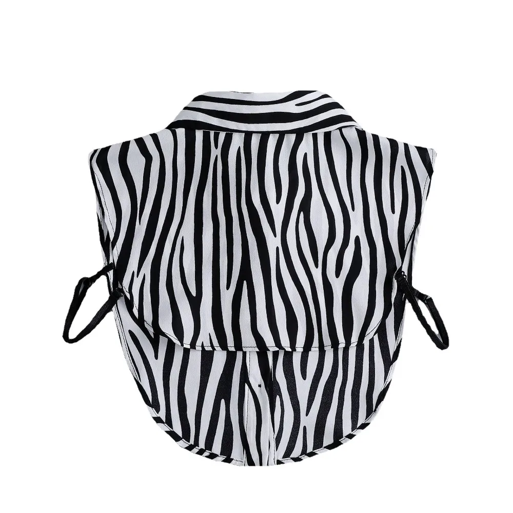 Obrázek 6: Podzim zima móda falešná límec ženy versatile špičaté zebra tisk košile dlouhé blůza límec nejvyšší