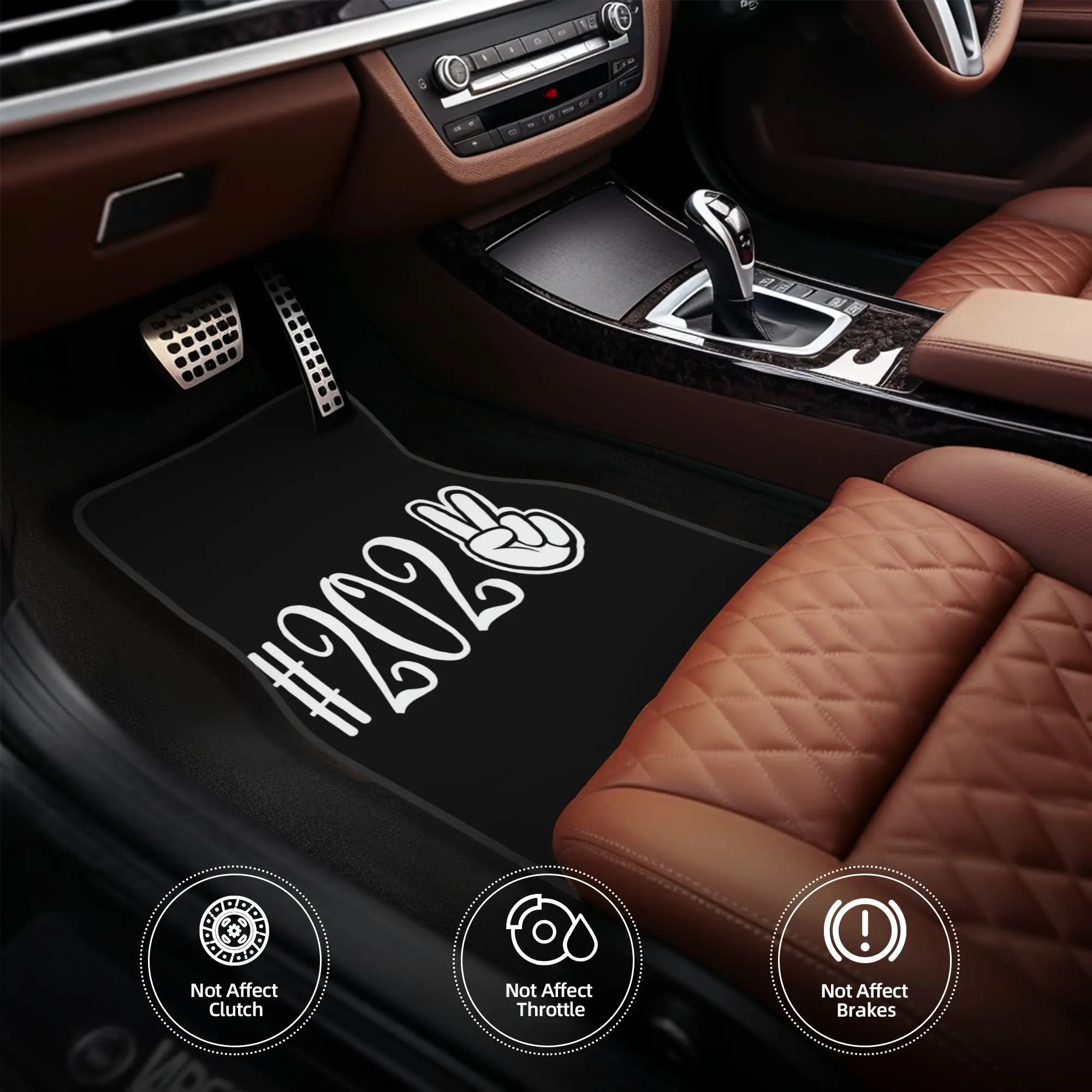 4pcs Hashtag 2022 Peace Sign Car Floor Mats, Durable, Fit For Cars, Ideal Gift, Vehicle Interior Mats, Playful Design, Durable M
