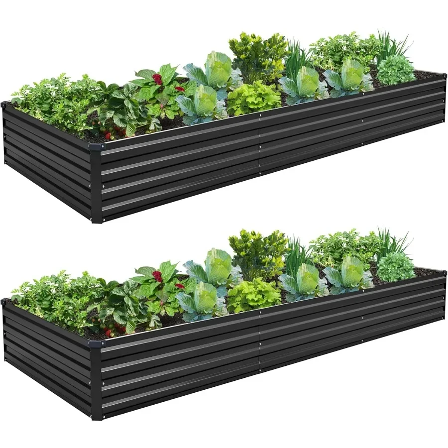 

10×3×1FT 2PCS Galvanized Raised Garden Bed Kit Metal Planter Boxes Large Outdoor Planters Garden for Planting Vegetables Flower