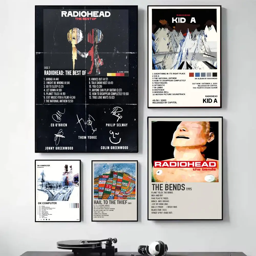 Band R-RadioheadES Music Painting Calligraphy Self Adhesive Wall Art Waterproof Print For Bedroom Living Room Hallway Home Decor
