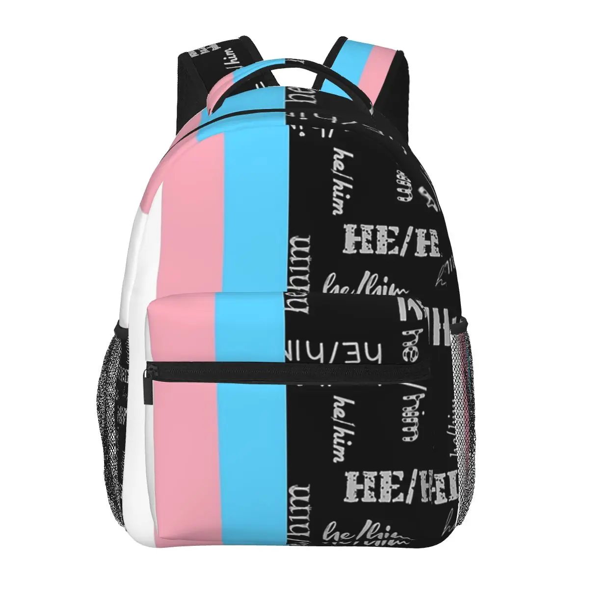 

Trans Flag, HeHim Pronouns - Identity Pride Backpacks Boys Girls Bookbag Students School Bags Travel Rucksack Shoulder Bag