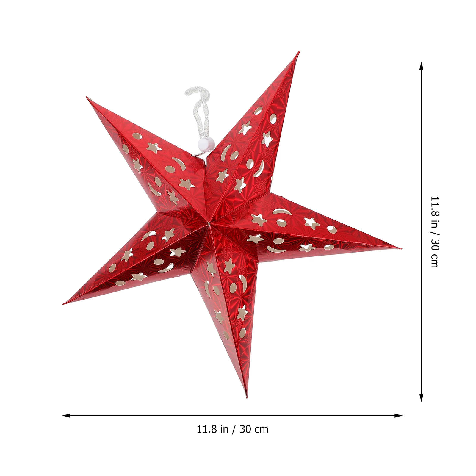 4 Pcs Christmas Garland Pentagram Pendant Five Point Star Lampshade Wreath Paper 3D Stars Silver Light