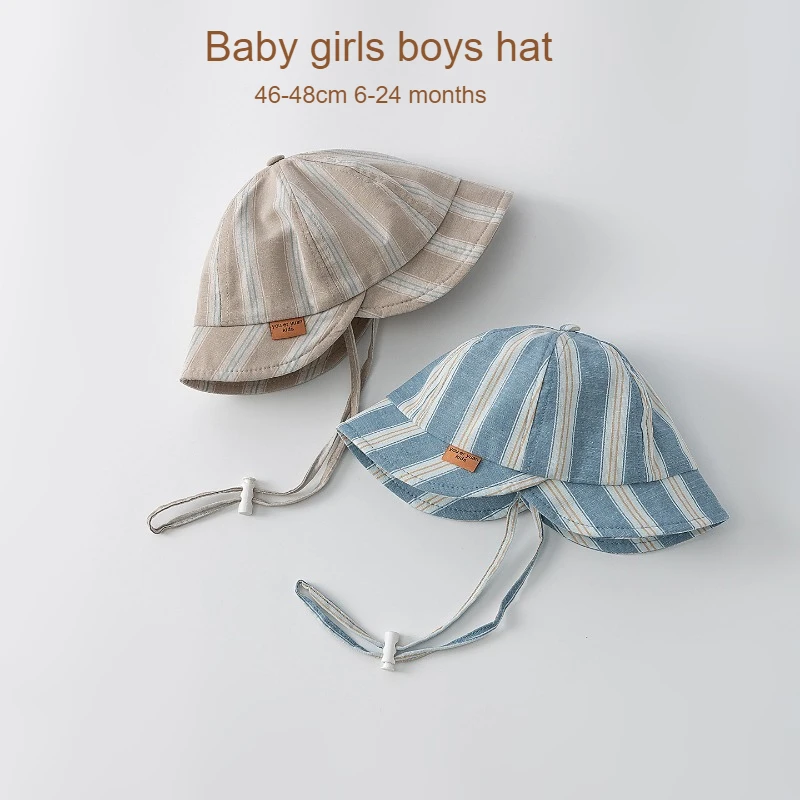 

Детская шапка 46-48 см для детей 6-24 месяцев, весенне-летняя, для новорожденных, полосатая панамка, защита от солнца, кепка для малышей, детская уличная шляпа от солнца