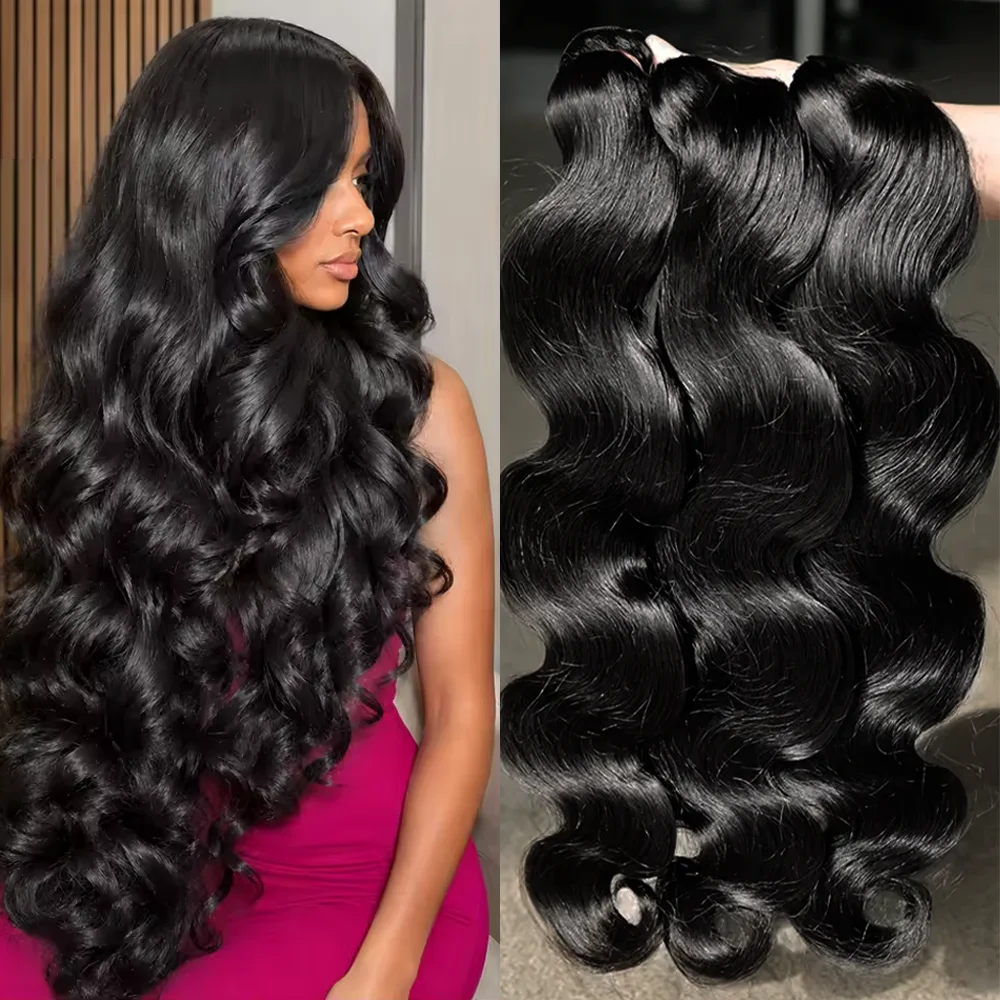 

24 26 28 30 Inch Body Wave Bundles Human Hair 12A Brazilian Raw Hair Weave Bundles 1/3/4 PCS Human Hair Bundles Extensions