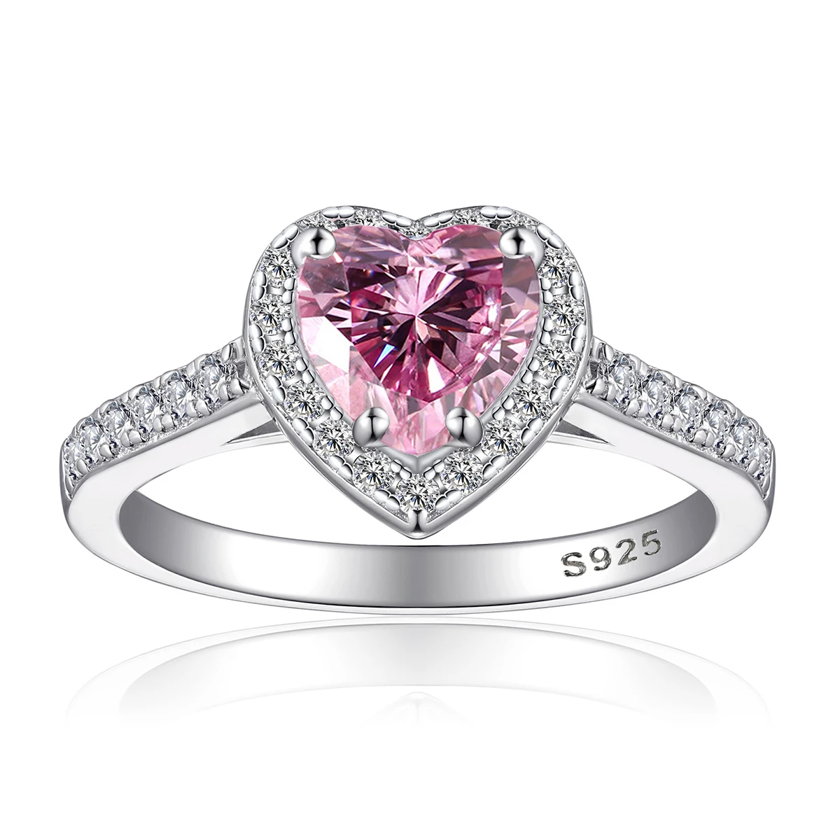 

Super Flash 2CT Pink Heart-Shaped Moissanite Ring with Certificate Wedding Party Romantic Woman Gift S925 Sterling Silver Jewelr