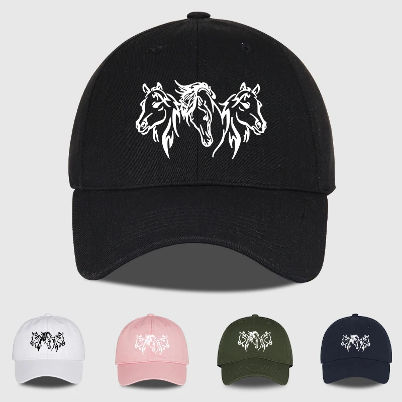 

Бейсболка с мягким верхом и принтом головы лошади, мягкая, удобная, дышащая, регулируемая, модный конный стиль с ретро-шиком U
