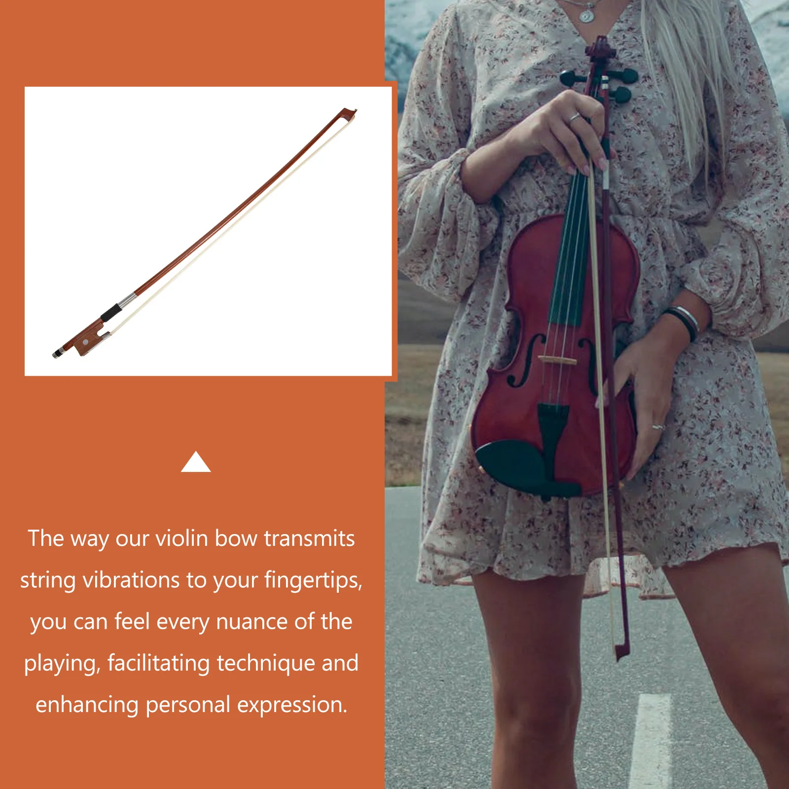 

1 4 Violin Bow Wooden Practical Horsetail Replacement Well Balanced Instrument Accessory for Student Professional Players