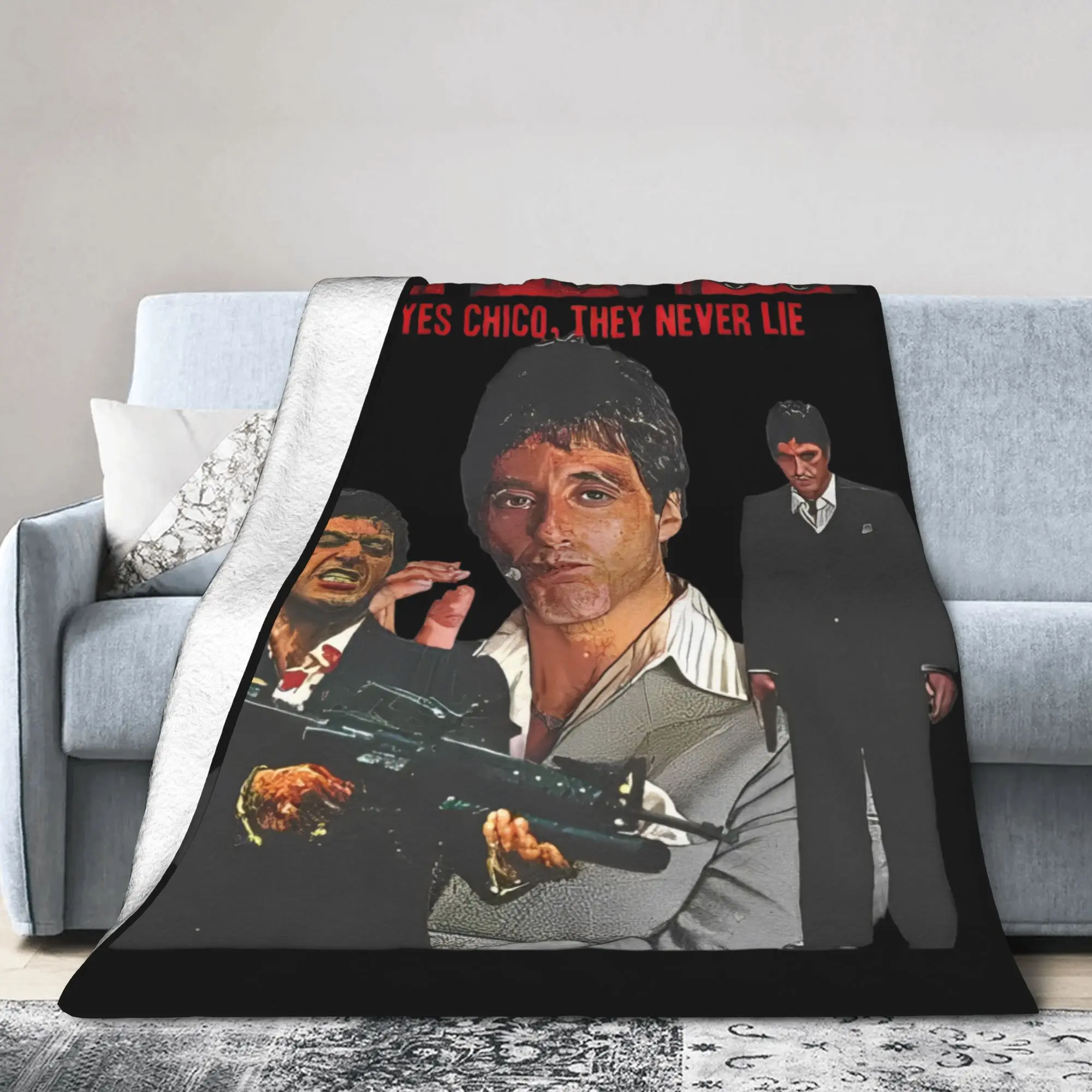 Scarfaces Tony Montana Knitted Blanket The Eyes Chico Fuzzy Bedding Throw Blankets Rug Piece Soft Airplane Travel Multifunction