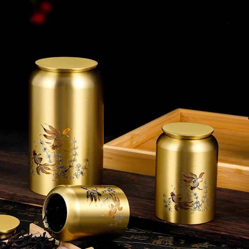 

Brass Tea Cans Portable Small Travel Tea Box New Copper Storage Sealed Cans Empty Tea Bag Storage Elegant and Practical Design