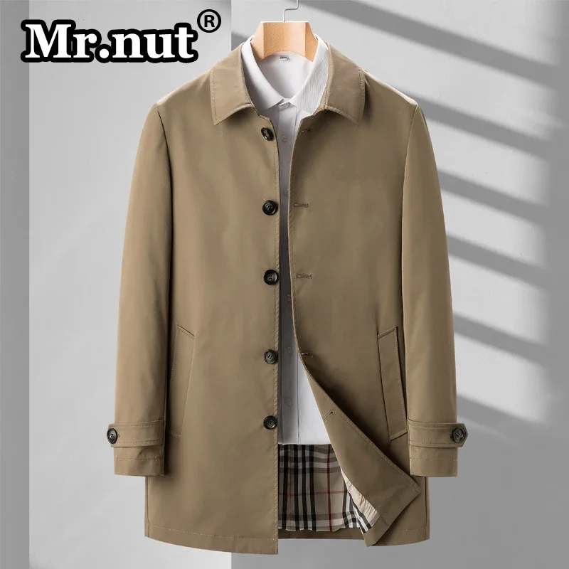 

Mr.nut Men's Windbreaker Fashion Lapel Casual Trench Coat Jacket Outdoors Spring Autumn Waterproof Jackets High-Quality Clothing