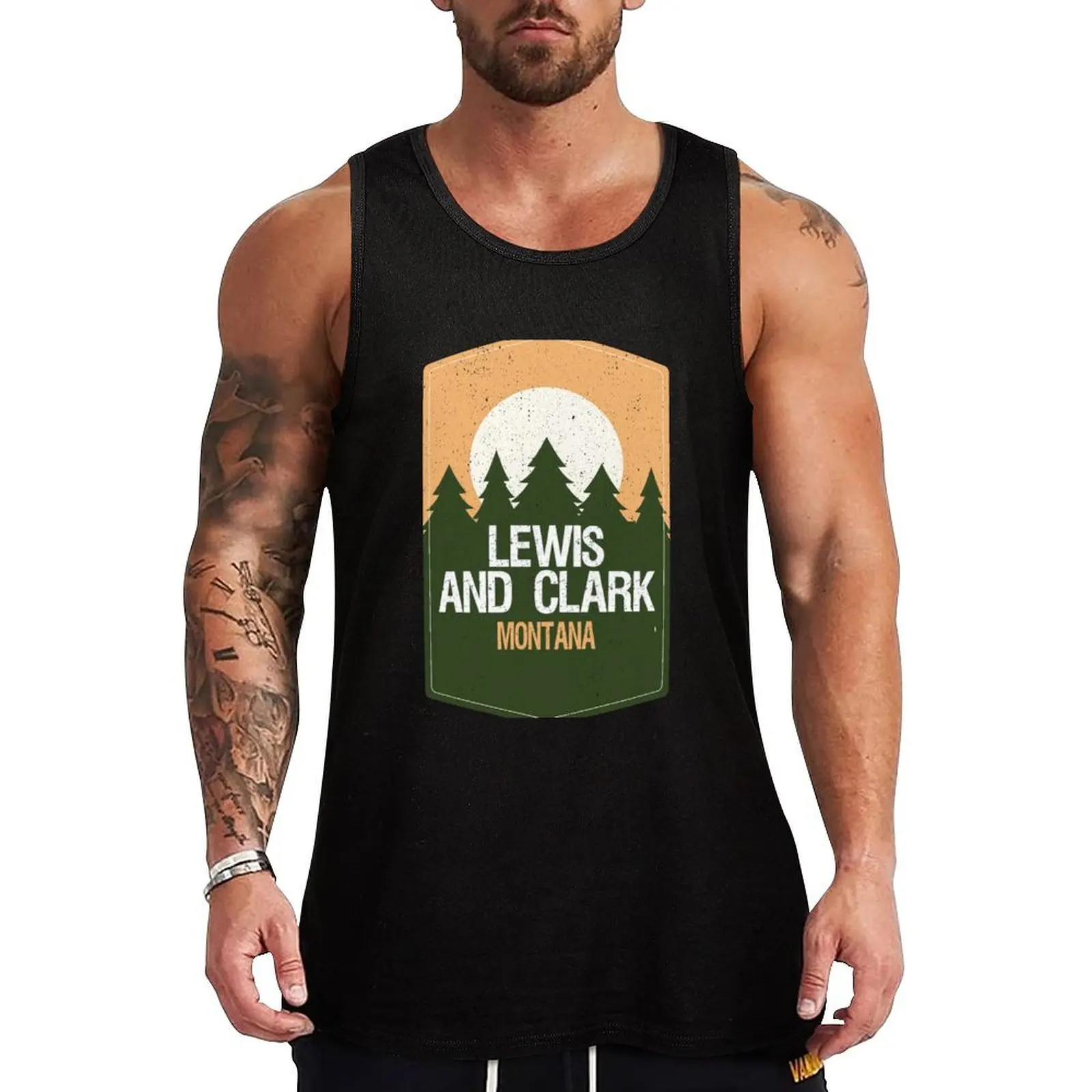 

Lewis and Clark National Forest (BG) Tank Top Sports shirt man anime t-shirts Men gym sportswear Gym man