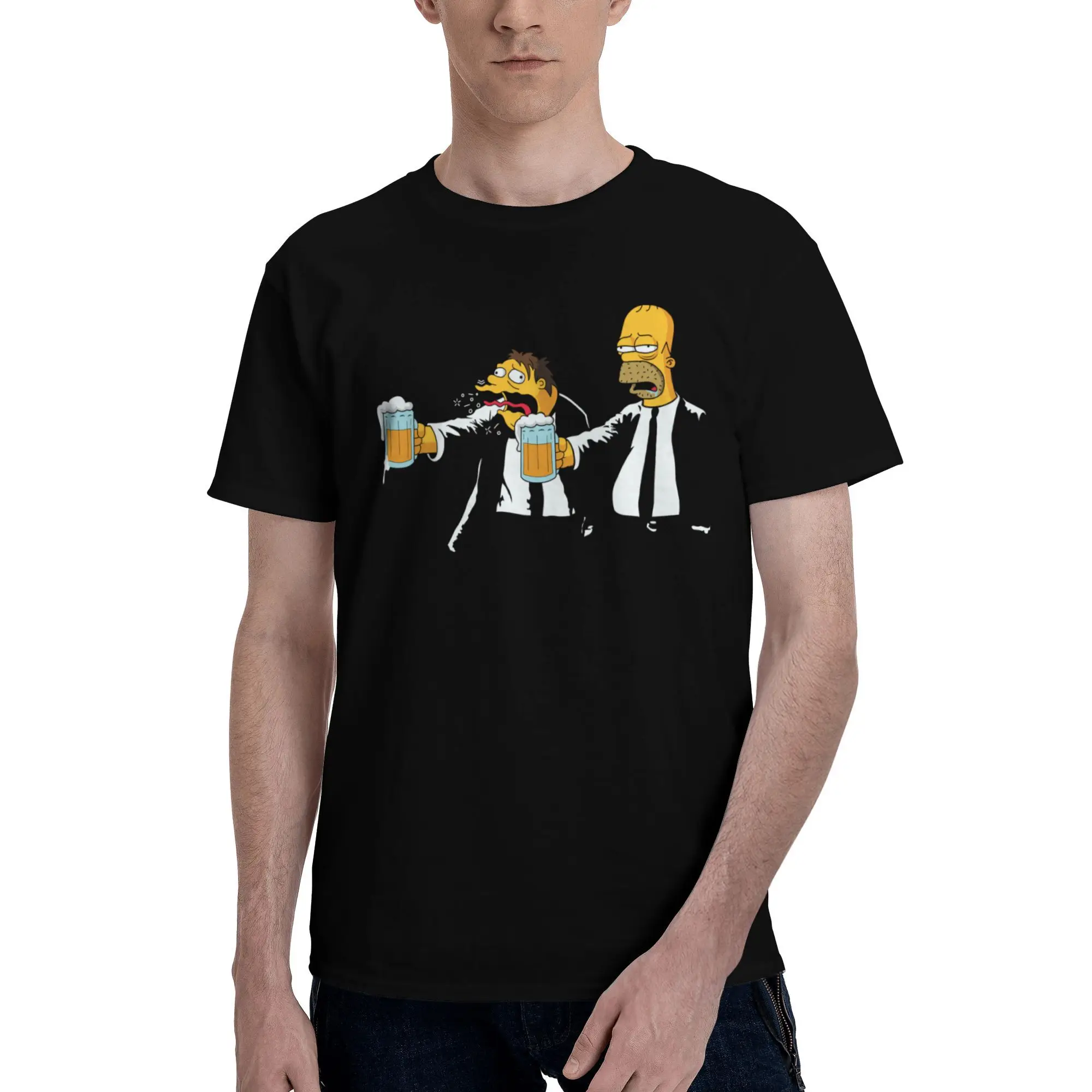 

Custom Mens S-Simpsoned Homer Beers T Shirt Short Sleeves Cotton Tshirt Classic T-shirt Casual Tees Loose Fit Clothing