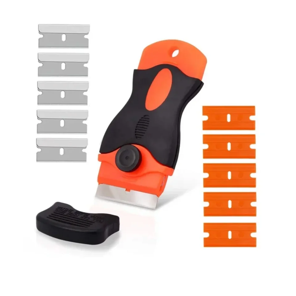 Raspador de Limpeza de Vidros Automotivos para Adesivos de Janelas de Carros, Raspador Anti-riscos com Lâminas de Metal+Plástico, Raspador para Forno e Fogão