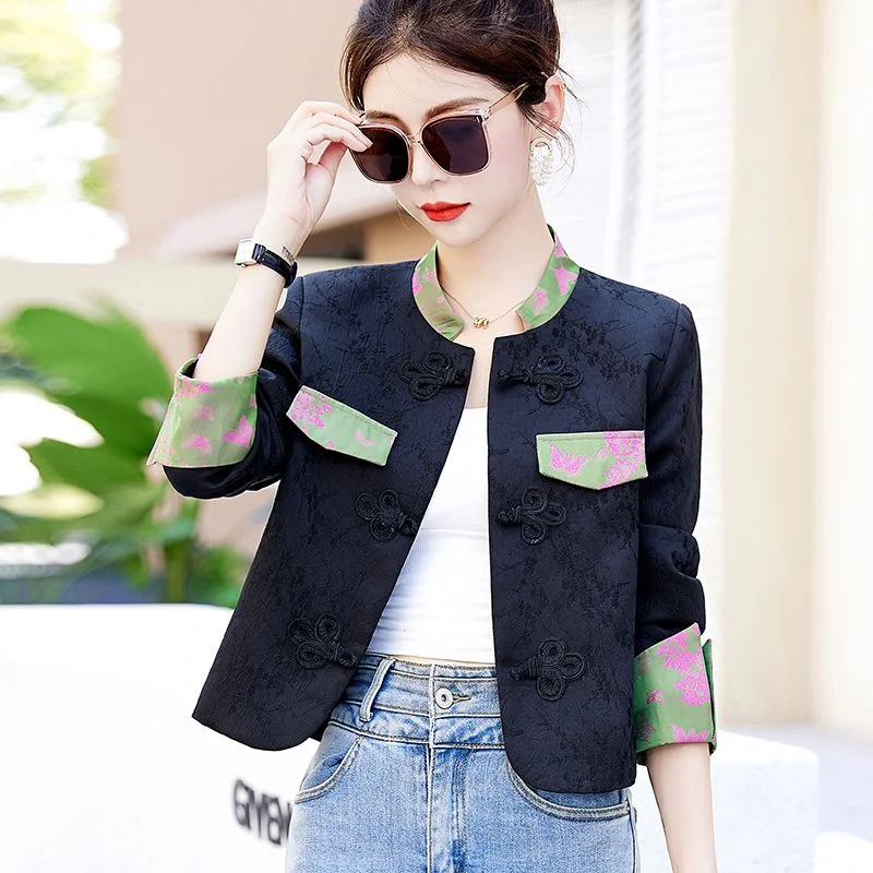 

Short Fragrance Coat Women Spring And Autumn French Advanced Design Sense Niche New Chinese National Style Buckle Leisure Jacket