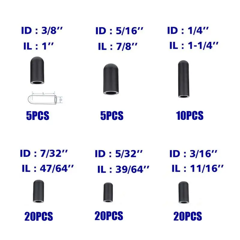 80 ชิ้นสูญญากาศฝุ่นสําหรับรถยนต์ Crburetor ยาง Dropper Cover ID 3/16 "5/32" 7/32 "1/4" 5/16 "3/8" คาร์บูเรเตอร์ท่อหมวกชุด