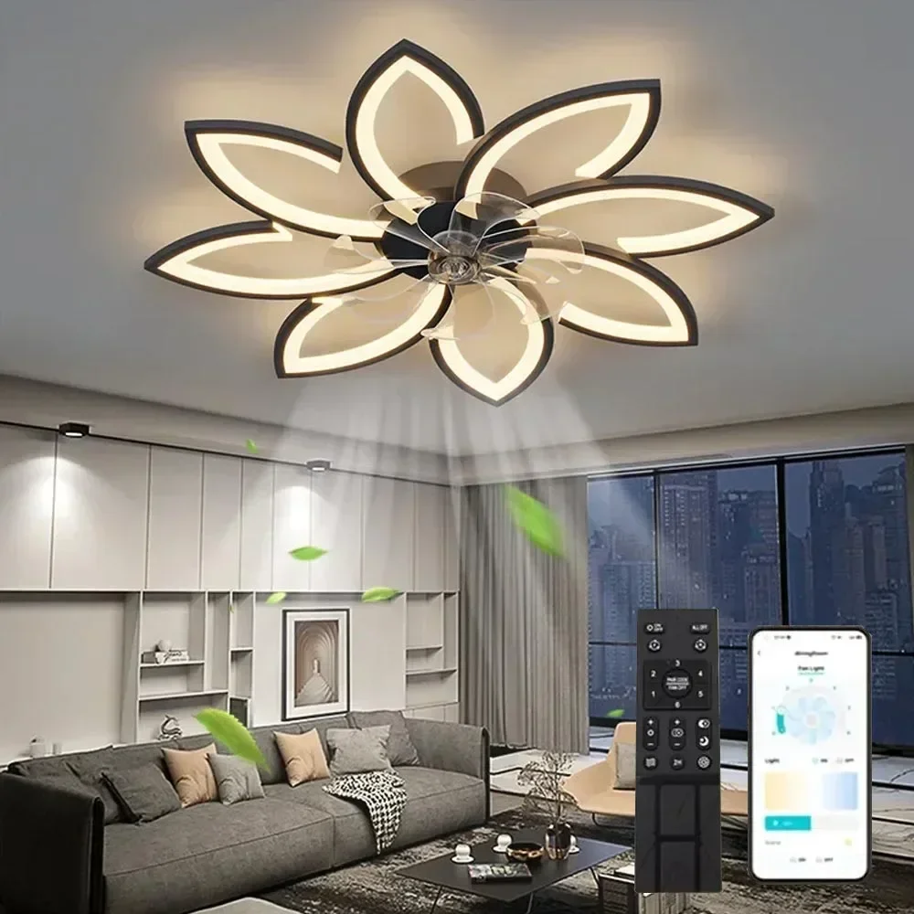 2024New LED Modest Ceiling Pendant Lamps with Remot Control Living Dining Room Bedrooms Home Decor Hanging Fan Lighting Fixtures