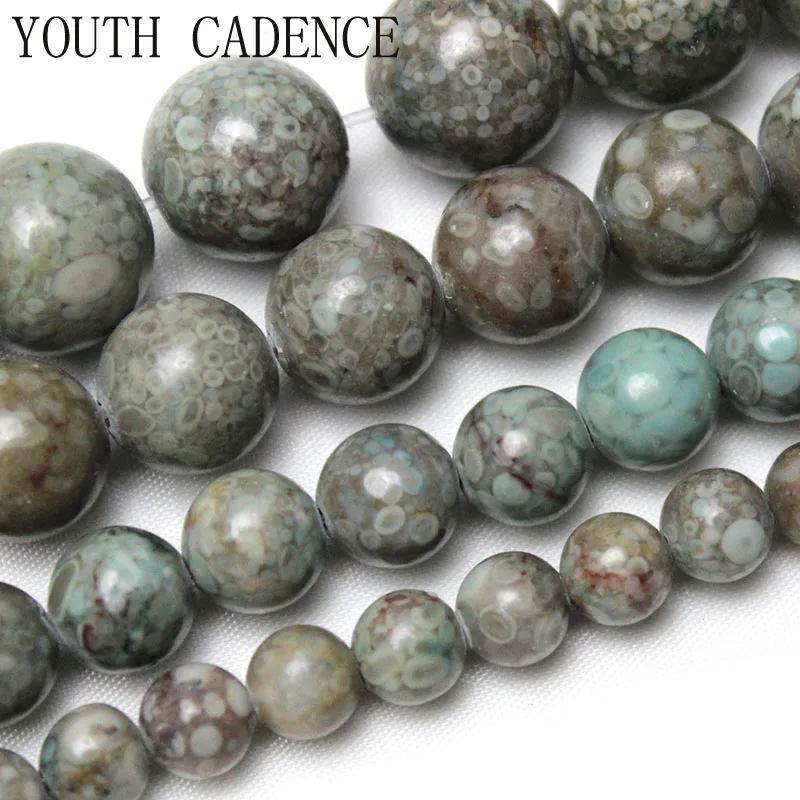 Natural Stone Beads Smooth Round Chrysanthemum Stone Loose Beads 4-12mm For Jewelry Making DIY Charm Bracelet Necklace Handmade