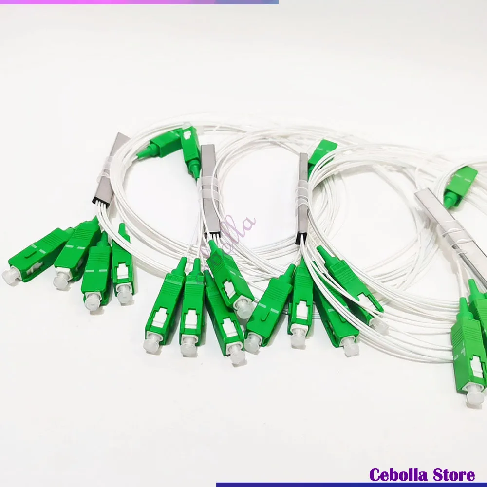 10pcs/lot 1X2 PLC Fiber Splitter SC/APC SM 0.9mm G657A1 connectFree 1m FTTH PLC splitter sc apc PVC free shipping