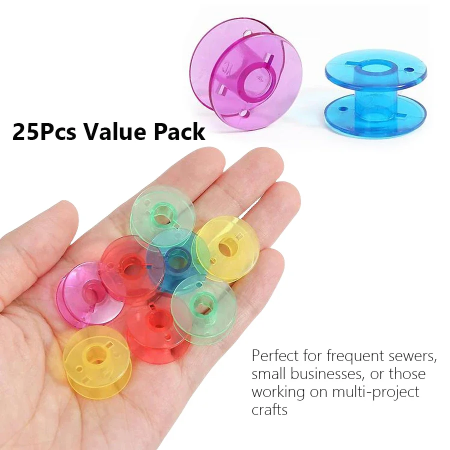 25 قطعة بكرات ماكينة خياطة فارغة ملونة مجموعة بكرات بلاستيكية مع صندوق تخزين للحرف اليدوية ومشاريع الخياطة #3