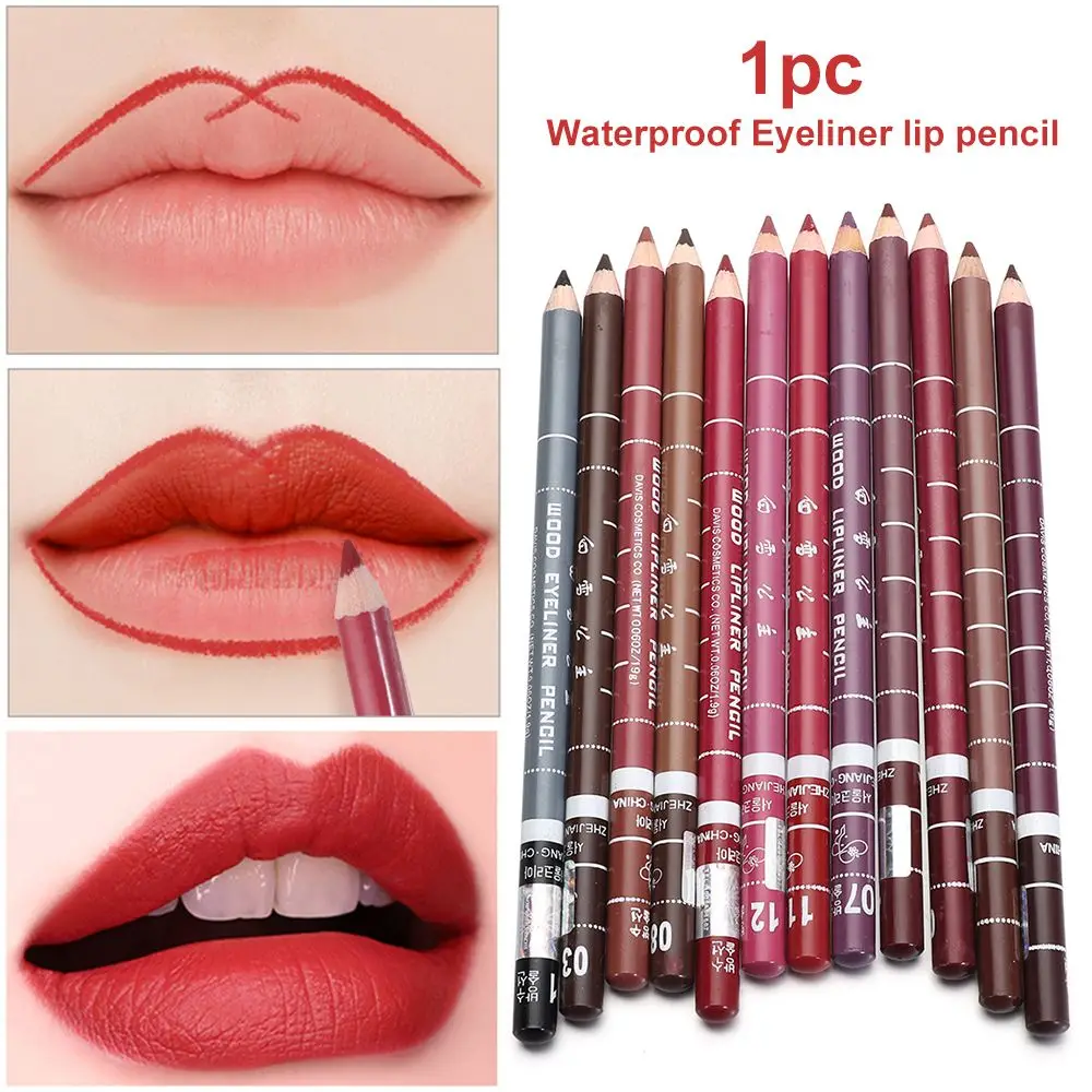 1PC ดินสออายไลเนอร์กันน้ํา Long Lasting Professional เครื่องสําอางค์อายไลเนอร์ดินสอ Lip liner ปากกาแต่งหน้า