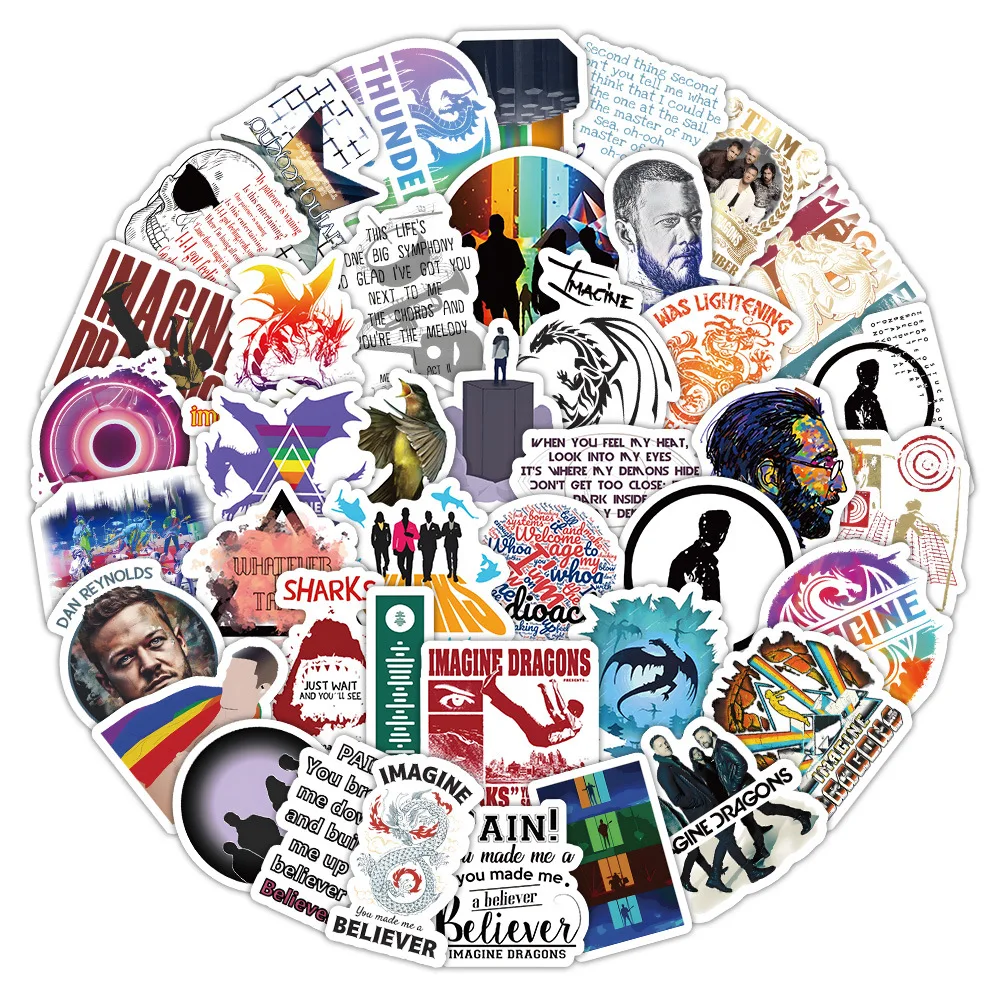 10/60PCS Imagine Dragons Stickers Rock Singer Cartoon Graffiti DIY Fans Gift Decoration Laptop Phone Guitar Car Bike Sticker Toy