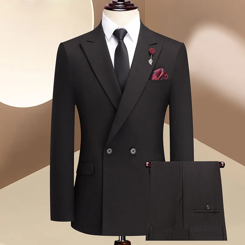 

Мужской костюм KIDWHXR в британском стиле, однотонный, однобортный, из 2 предметов, приталенный, деловой, повседневный, дышащий