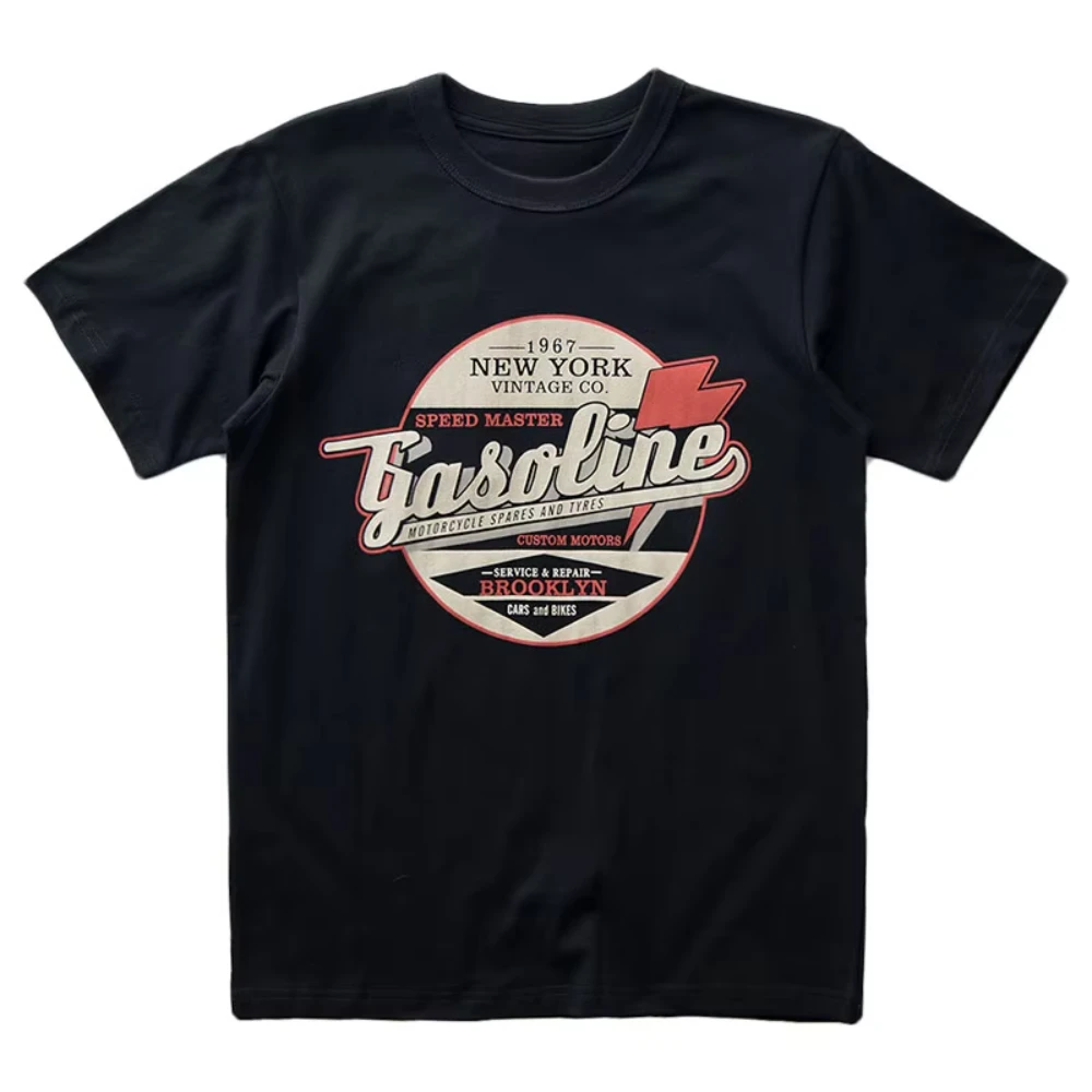 

2025 Summer New Vintage Motorcycle Print Motorcycle Racing Wear Sweat Woker Men's T-shirt Men's and Women's Cycling Casual Tee