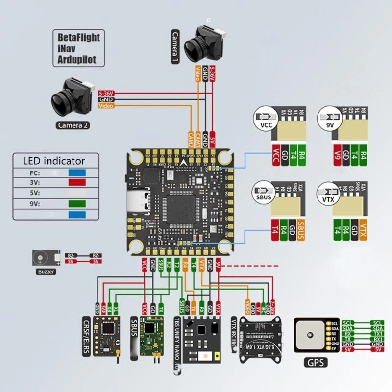 Y2GD مبتكرة F465 تحكم Flight F405+65A 32bit Stack 65A STM32F405RET6 3-8S