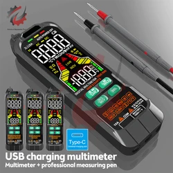 USB Charge Multimetro Digital Profesional AC DC Rilevatore di Tensione di Corrente Penna True RMS Capacità Temp Multimetro automatico