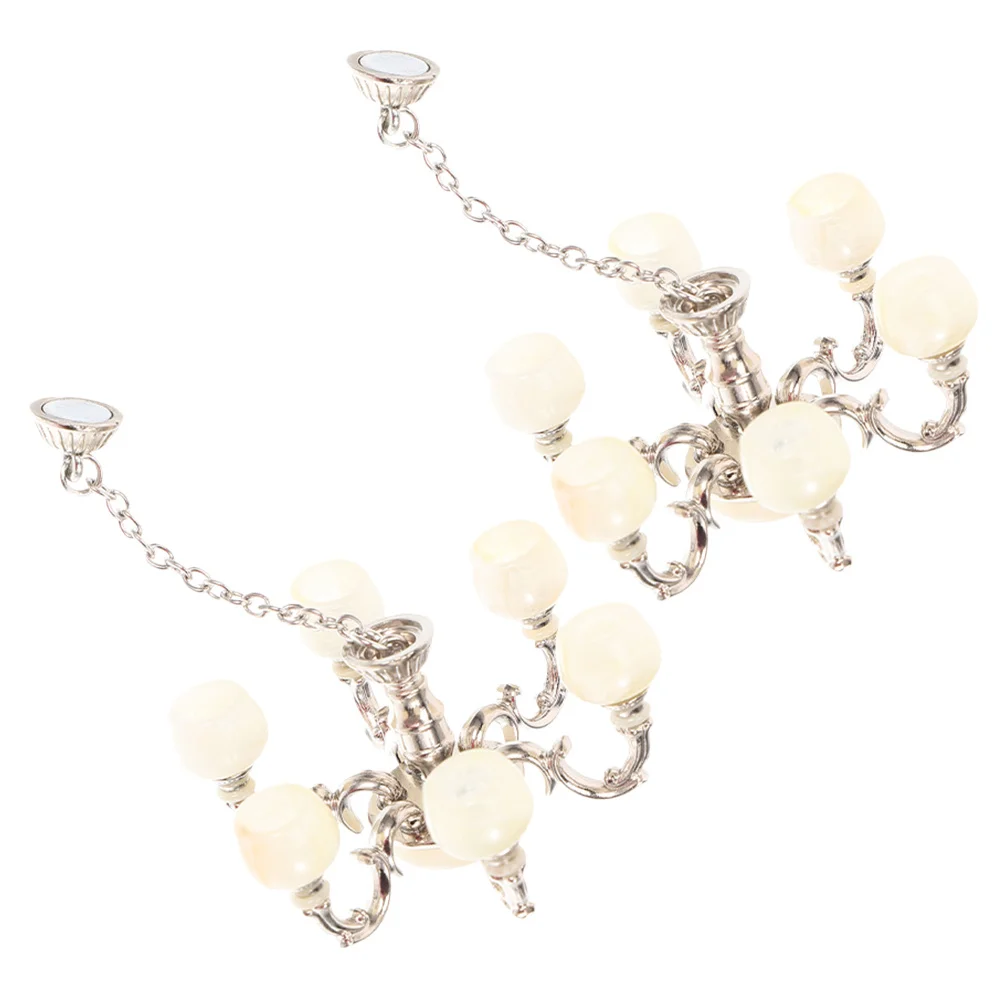 

2Pcs Miniature Simulation Lamp Intricate Design Artistic Hanging Lights for Mini House Scenes Children's Room Decoration Unique