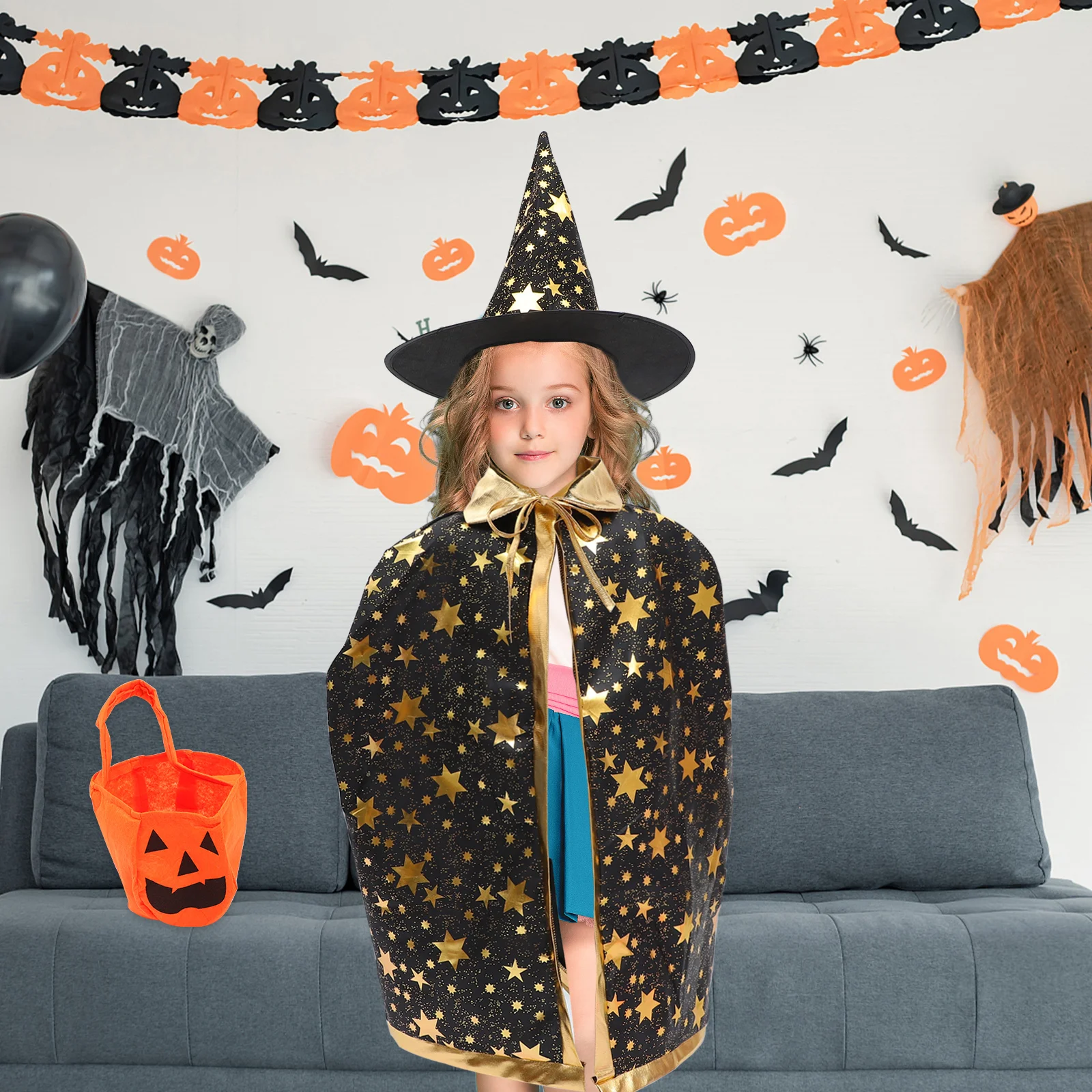 

1 set 1 Set Witch Cloak Hat Halloween Costume Wizard Cape For Cosplay Wizard Cape Hat Set Party Ghost Festival Role Play